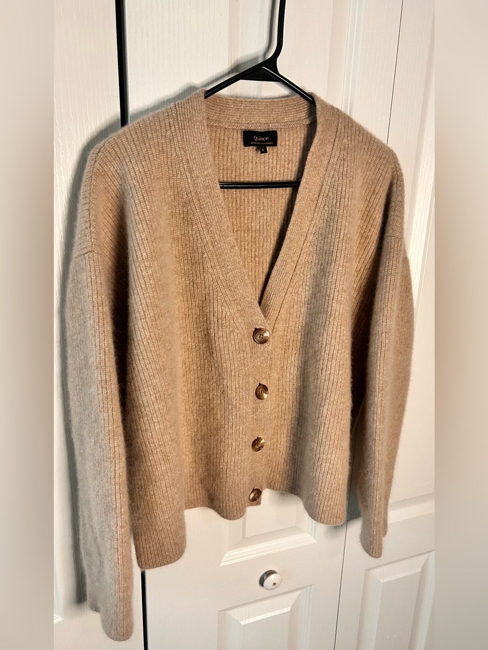 Quince Women’s Large Mongolian Cashmere Fisherman Boxy Cropped Cardigan Sweater - Picture 2 of 11